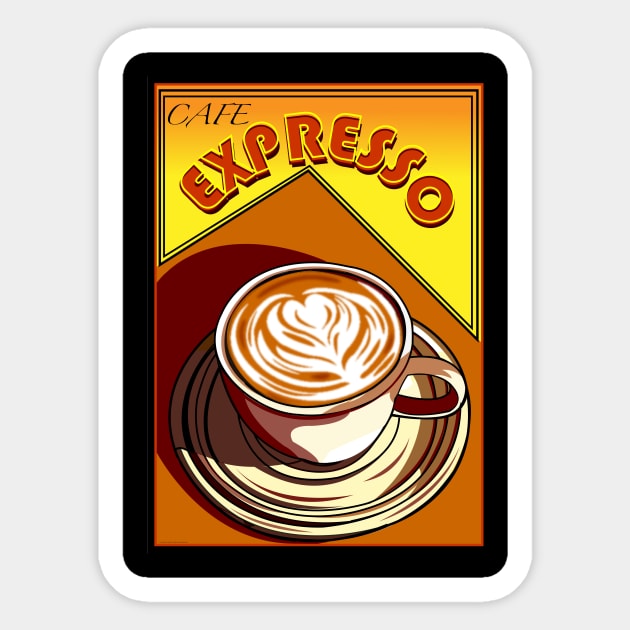 CAFE COFFEE EXPRESSO CAPPUCINO Sticker by Larry Butterworth